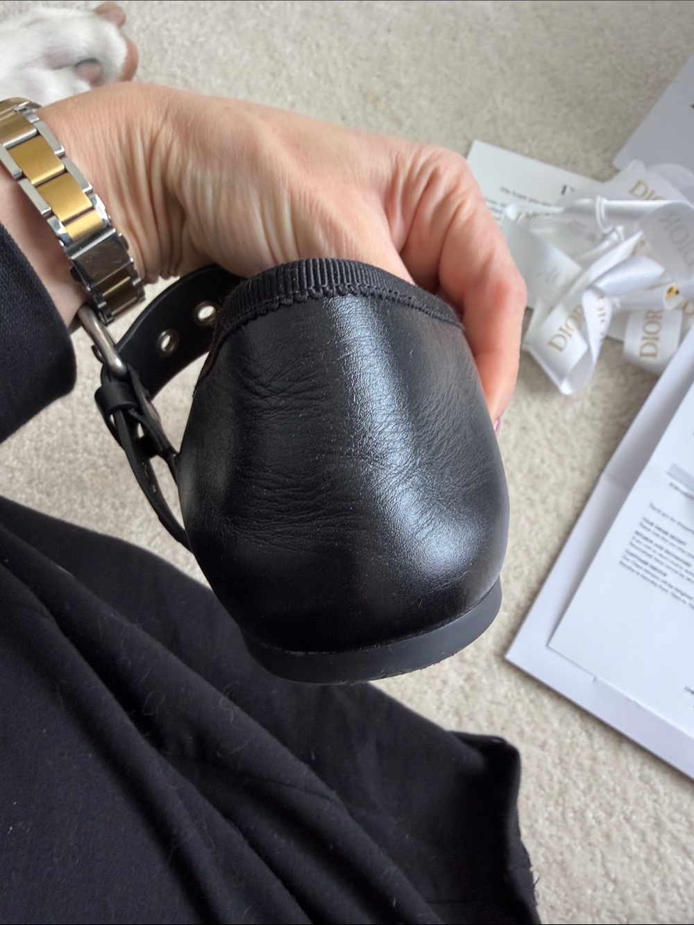 Dior Black Leather Mary Jane Flats with Buckle Straps - Picture 4 of 11